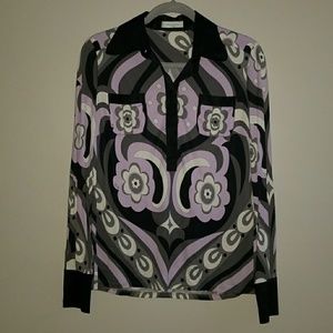 Used Emilio Pucci long sleeved button down blouse.